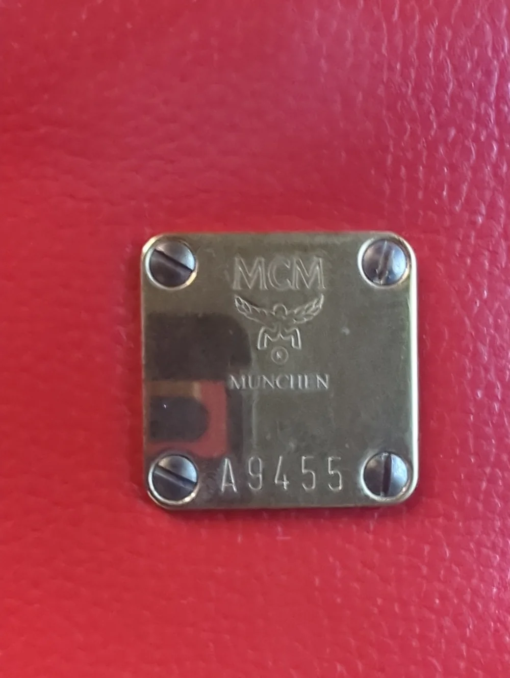 Vintage MCM Red Leather Shoulder Bag with Gold Hardware